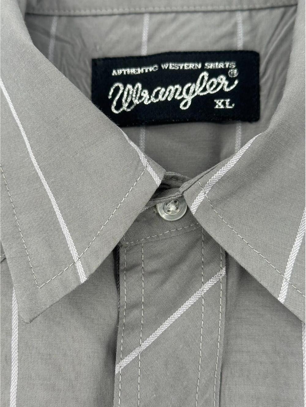 Wrangler Pearl Snap Long Sleeve Button Up Shirt Mens XL Gray Silver Striped